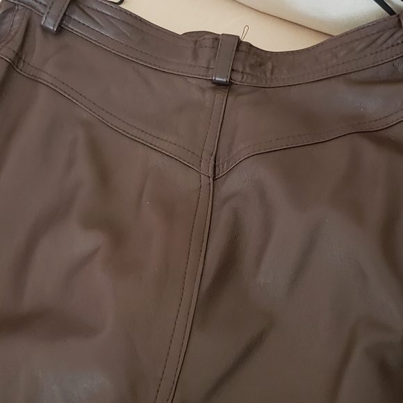 LEATHER Vakko genuine leather pants, coffee/chocolate color. Sz 10 - Picture 4 of 12